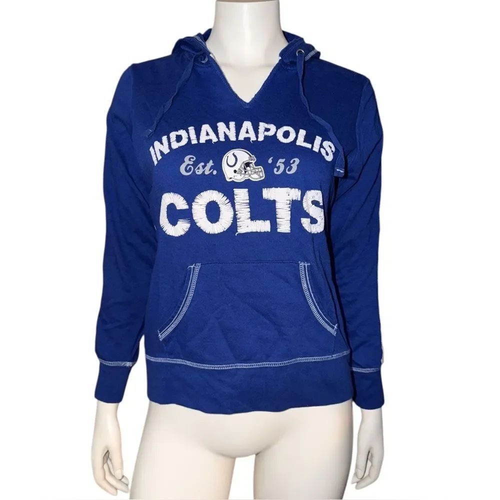 NFL for Her Women's Indianapolis Colts Logo Hoodie Pullover Sweatshirt Medium